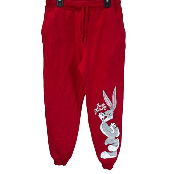 Looney Tunes Bugs Bunny Joggers Red Graphic Print Sweatpants M(7-9)‎ - Picture 1 of 3